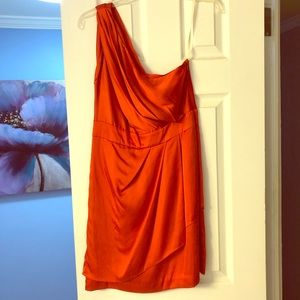 Orange one-shoulder dress from BCBG